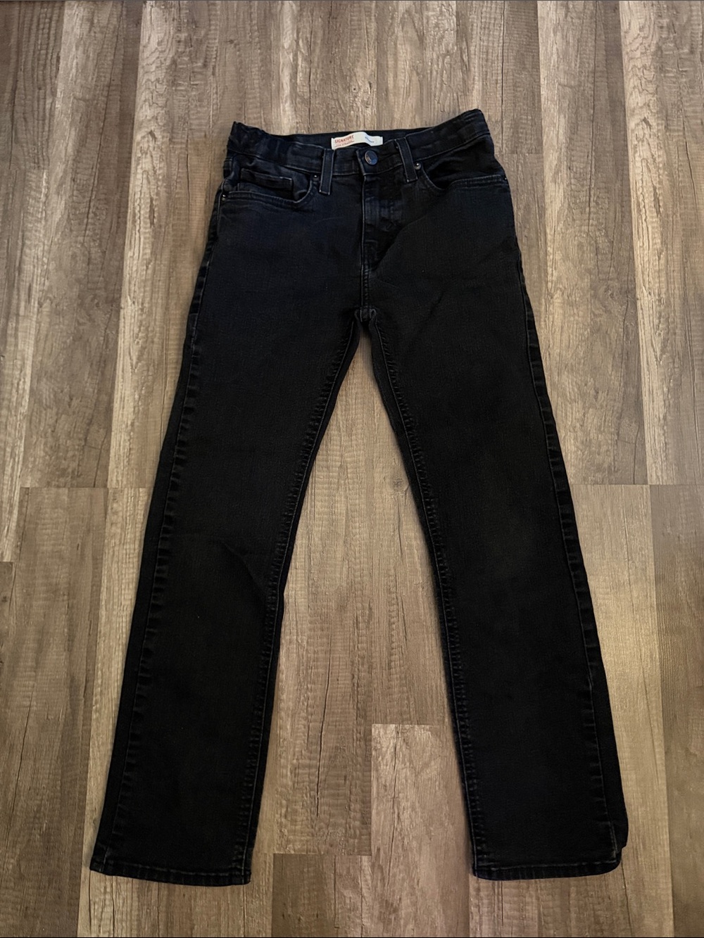 Signature Levi Strauss Kids Straight Black Jeans- Size 12- Adjustable Waistband!